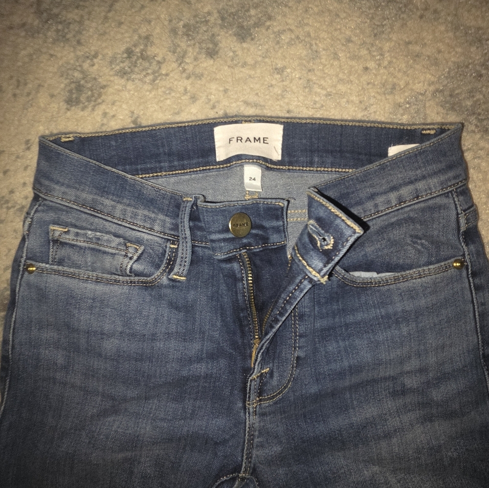 Frame Denim Women's Classic Blue Skinny Jeans 24 - Picture 6 of 7